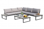 Möbilia Sitzgruppe aus Stahl, Polyholz, Polyester , in der Farbe Grau, Schwarz 28020043